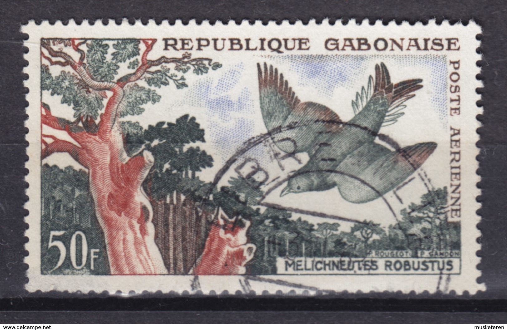 Gabon 1961 Mi. 166     50 Fr Bird Vogel Oiseau Leierschwanz-Honiganzeiger - Gabun (1960-...)