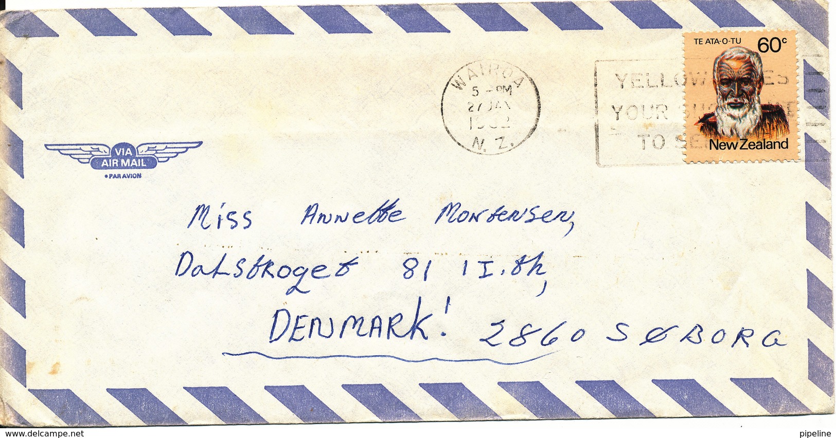 New Zealand Air Mail Cover Sent To Denmark 27-1-1982 - Poste Aérienne