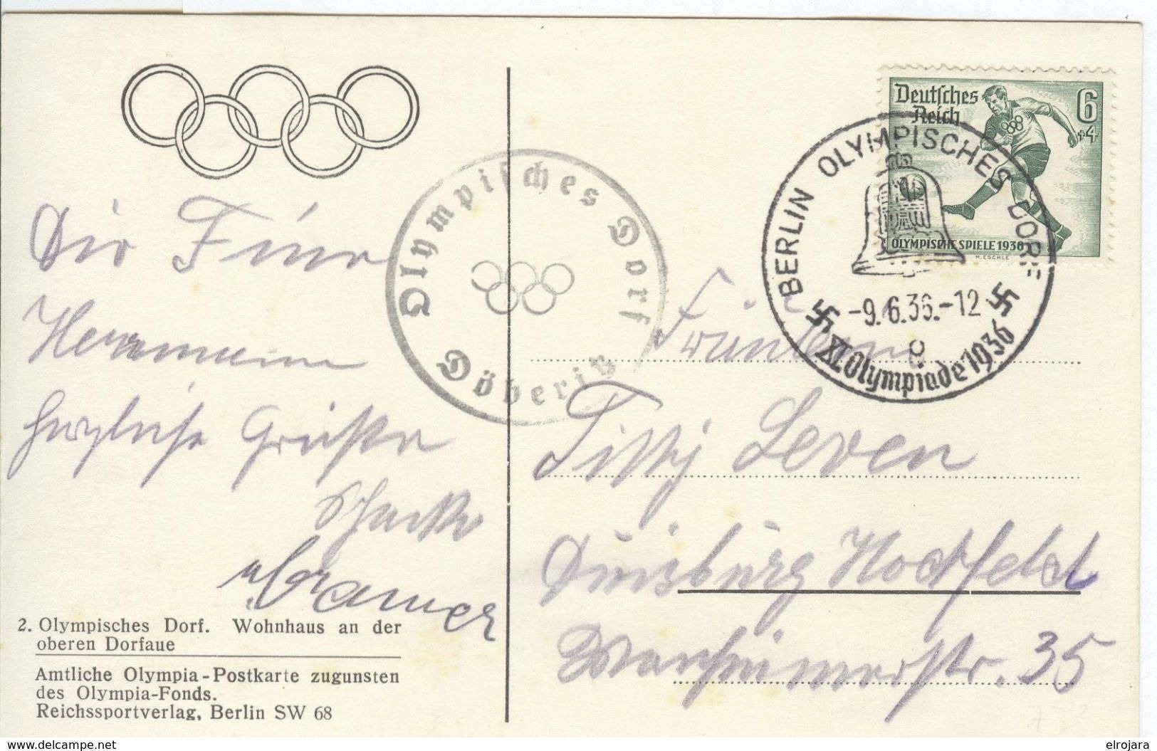 GERMANY Used Olympic Postcard Nr. 2 With The Olympic Village - Ete 1936: Berlin