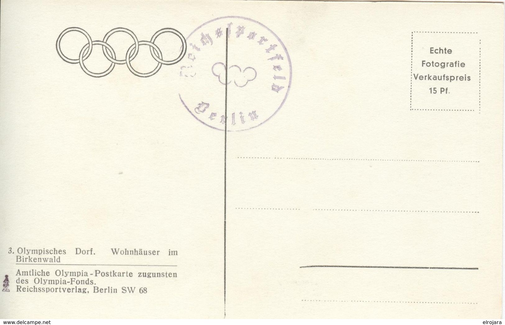 GERMANY Unused Olympic Postcard Nr. 3 With The Olympic Village - Sommer 1936: Berlin