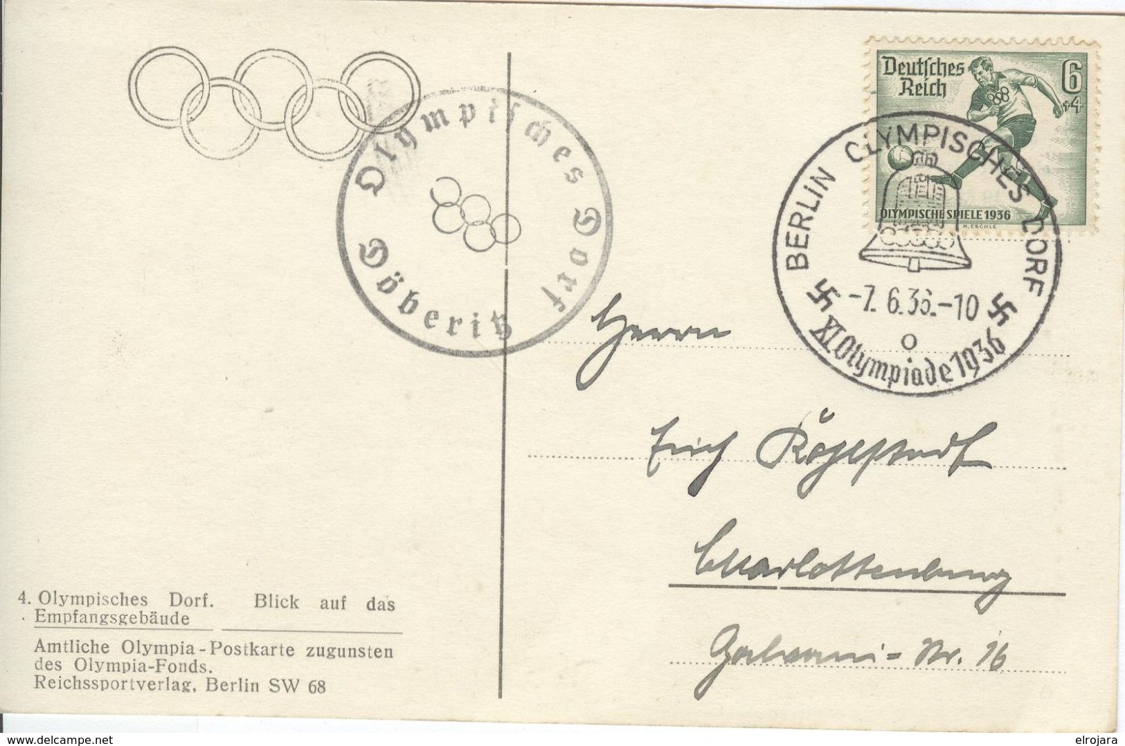 GERMANY Used Olympic Postcard Nr. 4 With The Olympic Village - Sommer 1936: Berlin