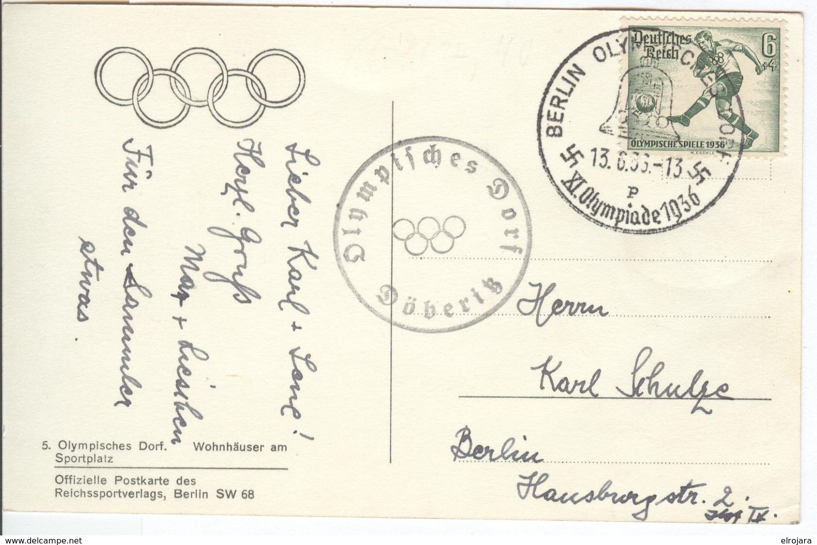 GERMANY Used Olympic Postcard Nr. 5 With The Olympic Village - Ete 1936: Berlin