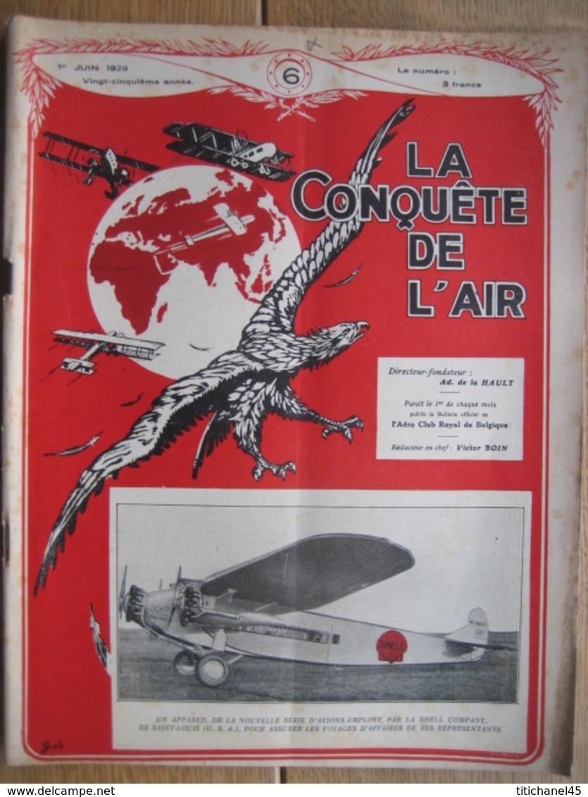 LA CONQUETE DE L'AIR 1929 N°6 - Moteur B.M.W. Type Hornet- LATIL -SABENA Au CONGO- A.C.4- Ro 5 - MINERVA- LE ZOUTE - Vliegtuig