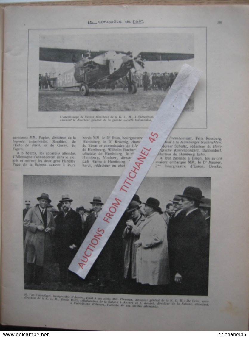 LA CONQUETE DE L'AIR 1929 N°6 - Moteur B.M.W. Type Hornet- LATIL -SABENA Au CONGO- A.C.4- Ro 5 - MINERVA- LE ZOUTE - Vliegtuig