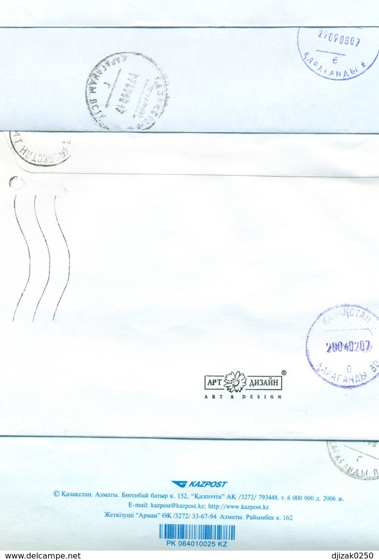 Kazakhstan.Four Envelopes Past The Mail.Four Envelopes Registered. - Kazakhstan