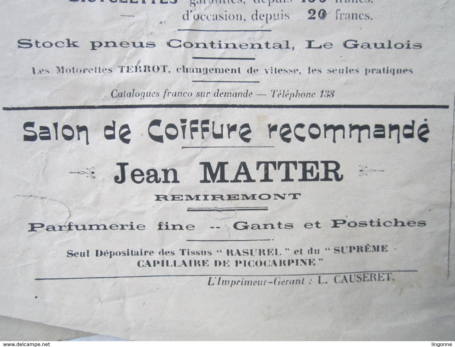 1910 JOURNAL LES HAUTES-VOSGES Organe Du Parti Républicain Radical De L'Arrondissement De REMIREMONT + Publicitée - Autres & Non Classés