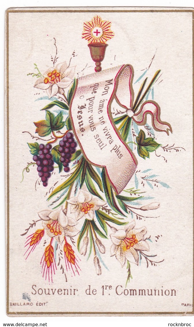 Ancien Canivet Image Pieuse BAILLARD - Souvenir De 1re Communion - Daté 1885 - Religione & Esoterismo
