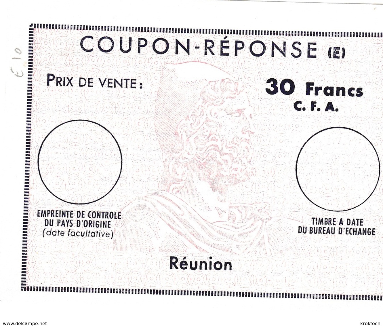 Coupon-réponse Réunion Modèle E - 30 Francs CFA - Covers & Documents