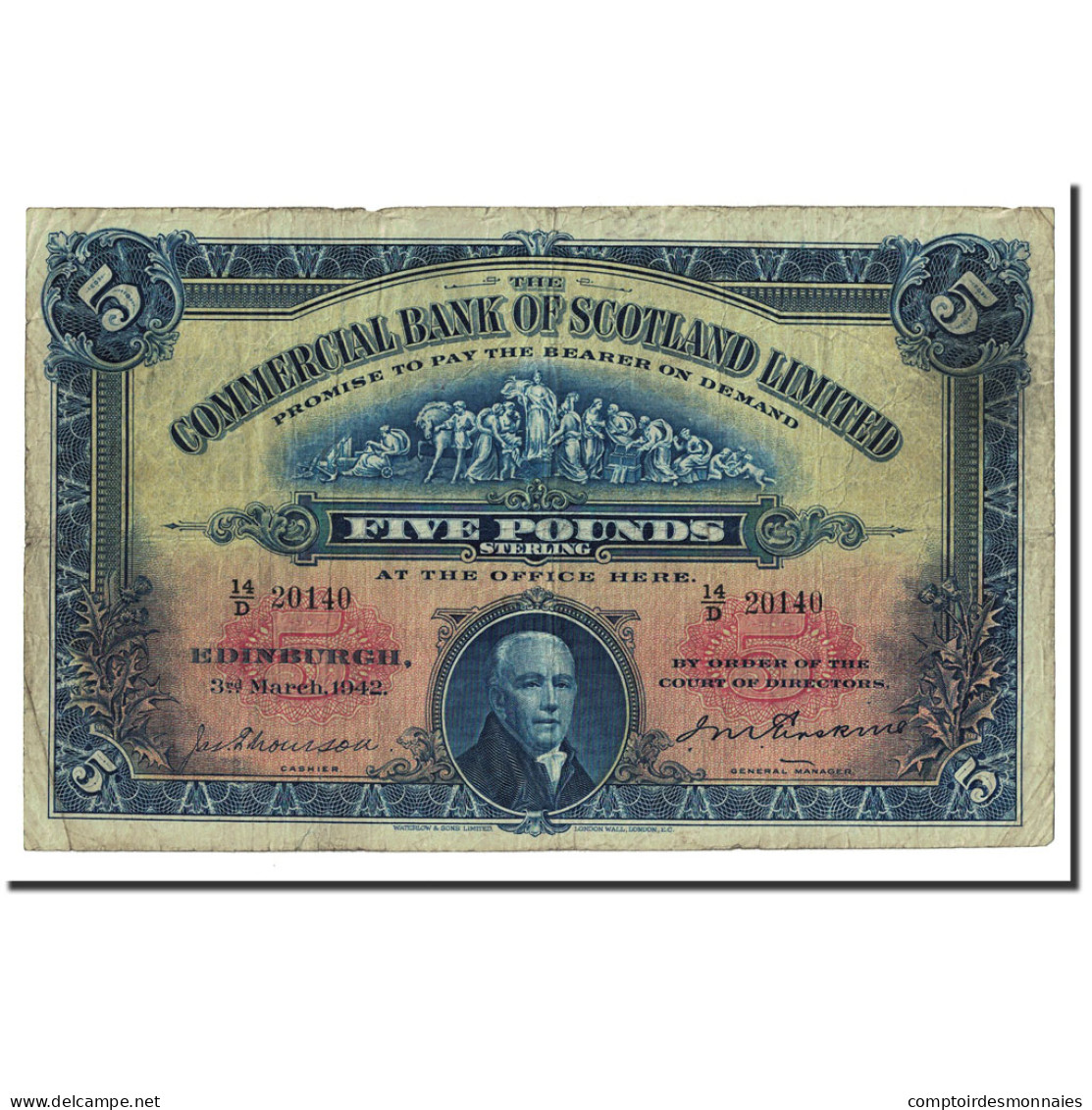 Billet, Scotland, 5 Pounds, 1942-03-03, KM:S328b, TB - 5 Pounds