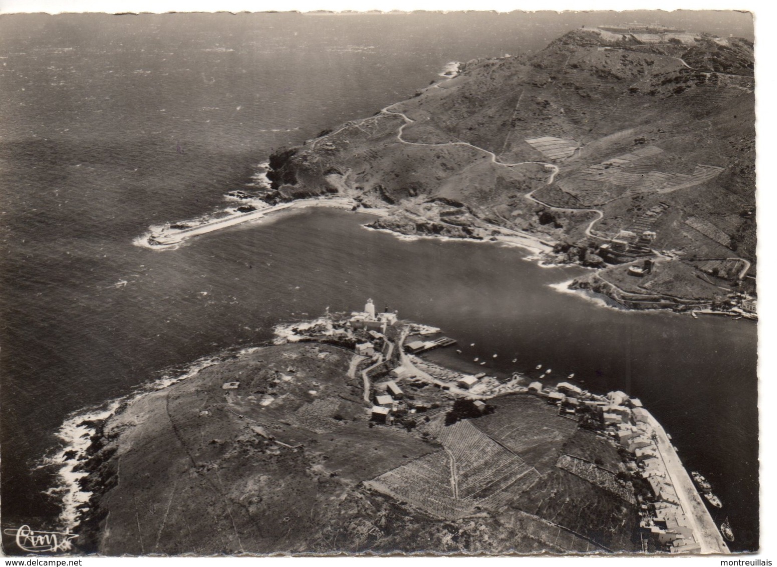 CPSM, (66), Pyrénées Orientales, PORT-VENDRES, Cote Vermeille, Vue Aérienne, Sémaphore, Jetée, Fort Bear - Port Vendres