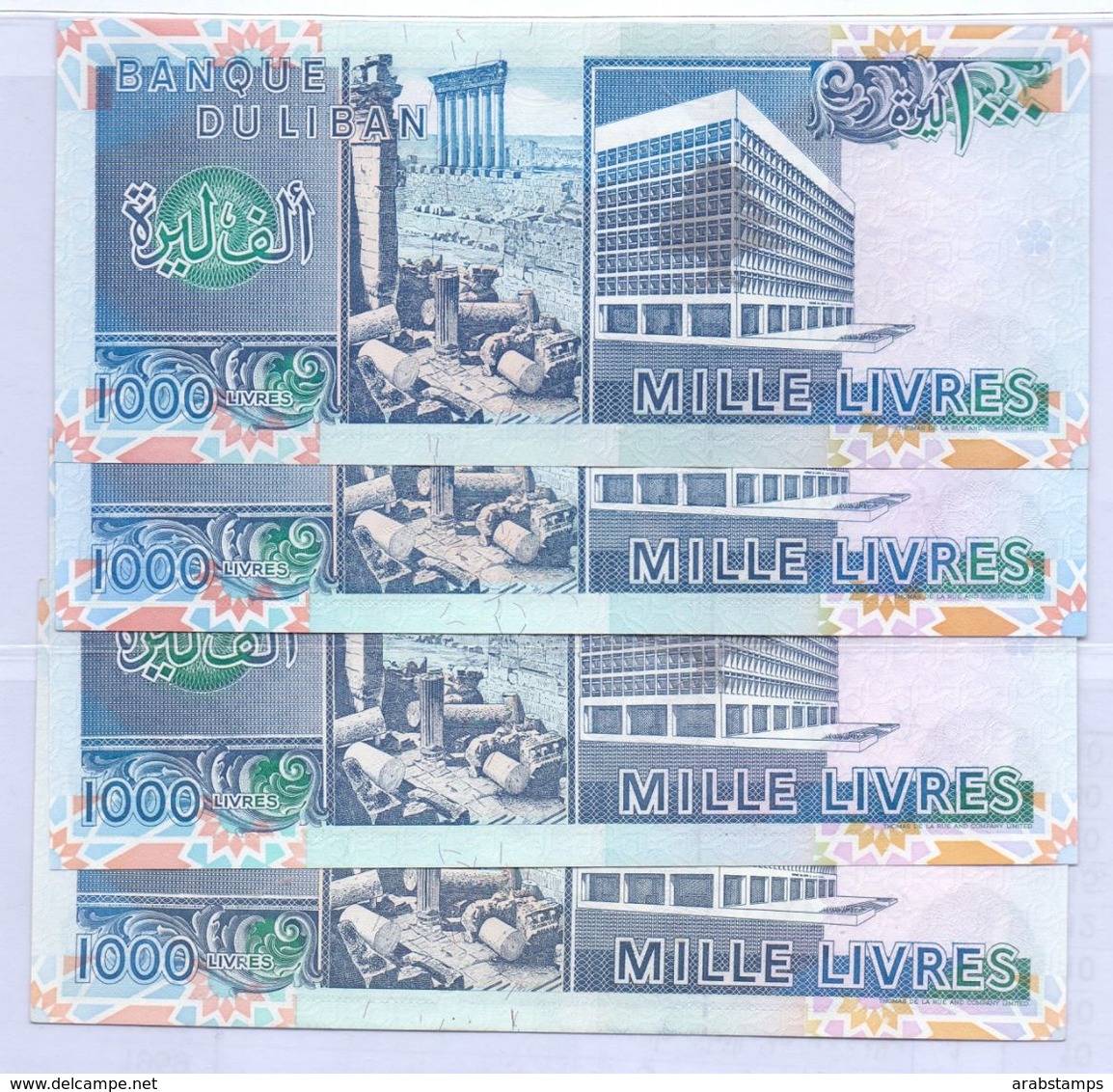 1988 & 1990 & 1991 & 1992  Lebanon Liban  1000LL Set Of 4 Livres Unc.  (Shipping Is $ 4.50) - Lebanon