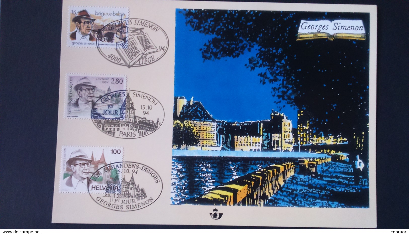 Émission Commune: Georges Simenon ( Belgique ) - Cartes Souvenir – Emissions Communes [HK]