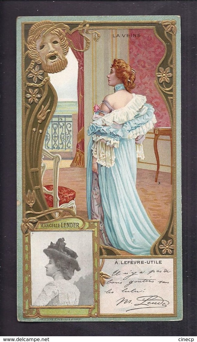 LU Biscuits Lefèvre Utile Chromo Gaufré Art Nouveau Célébrités Marcelle Lender La Veine - Lu