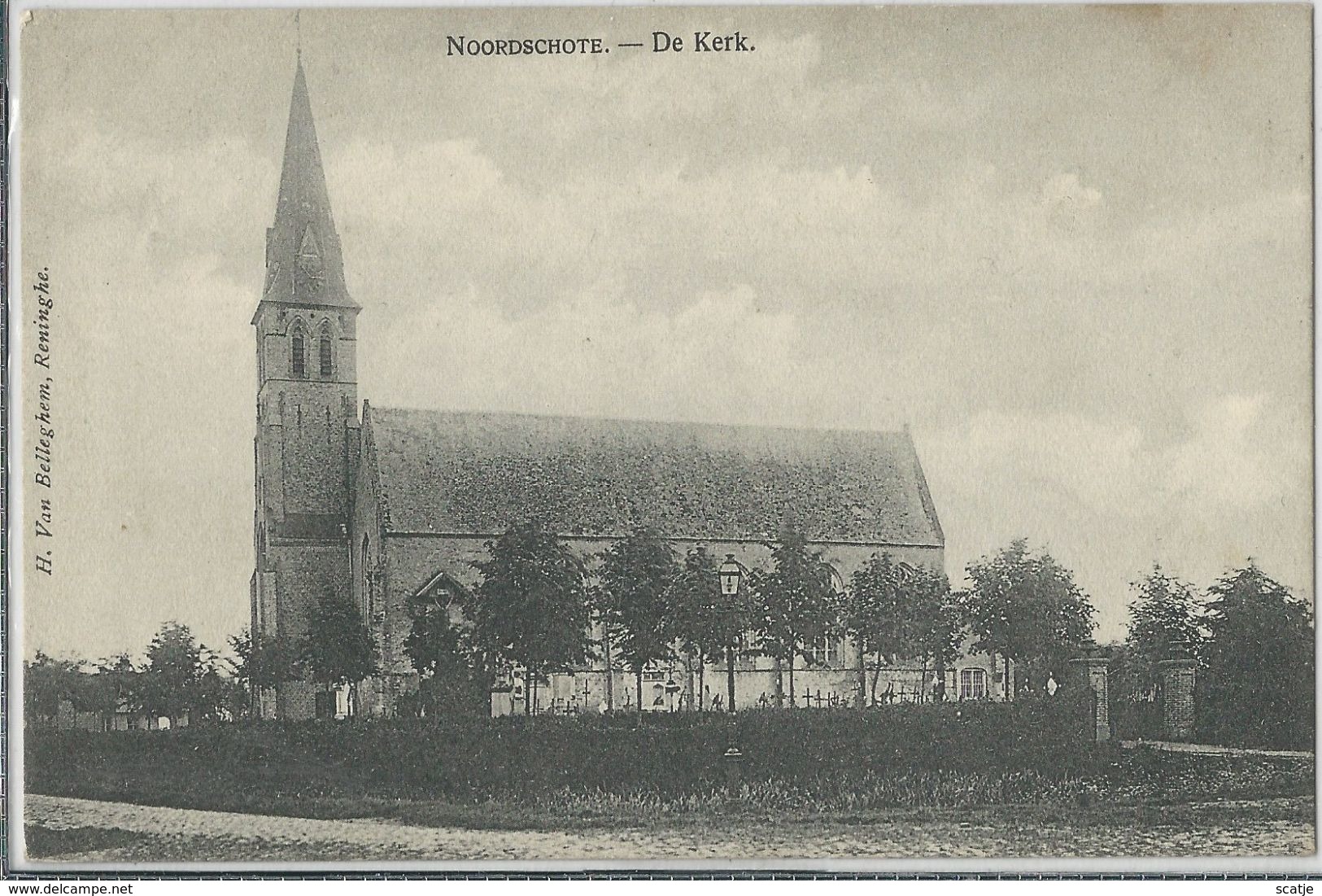 Noordschote.  Oostvleteren.   -   De Kerk    -    1911 Naar   Iseghem - Lo-Reninge