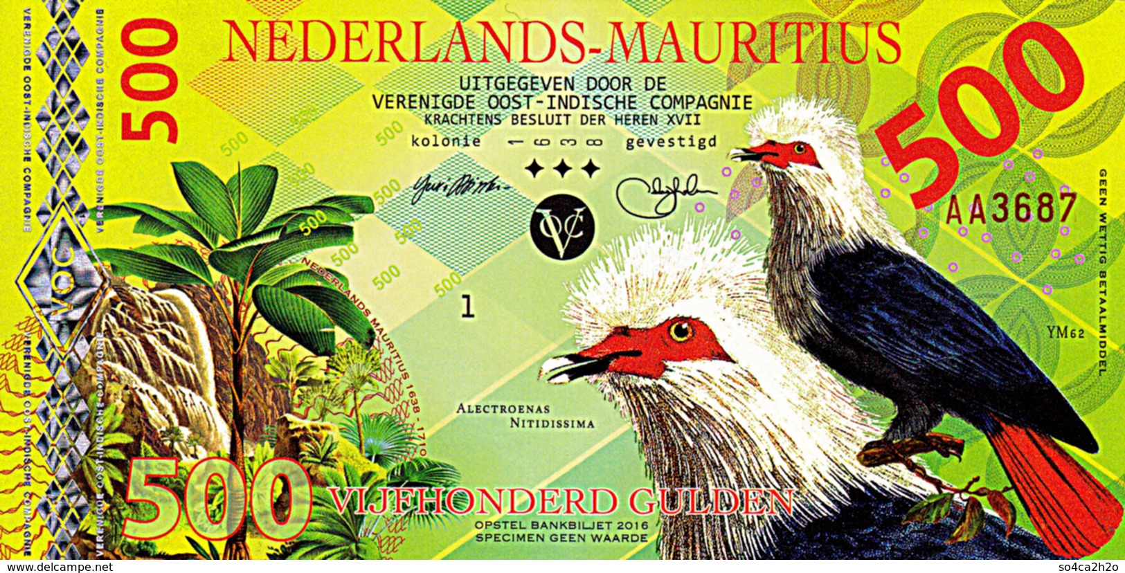 Superbe NEDERLANDS MAURITIUS 500 Gulden 2016  Founingo Hollandais  POLYMER UNC - Maurice