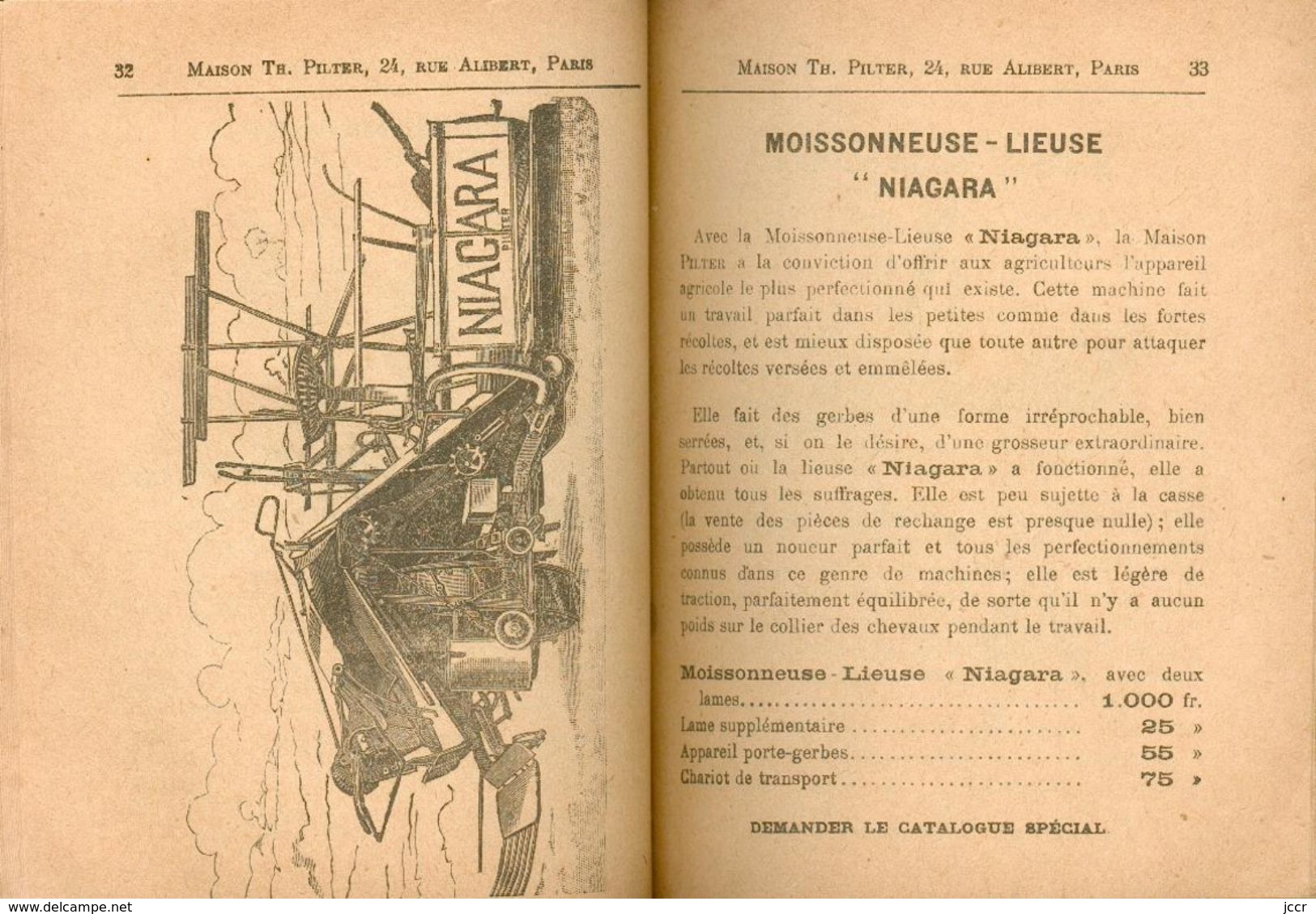 Catalogue Machines Agricoles - Maison Pilter - Paris - 1907