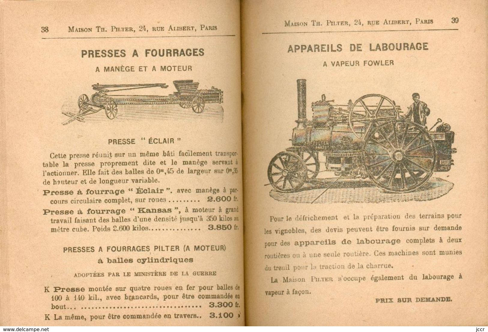 Catalogue Machines Agricoles - Maison Pilter - Paris - 1907