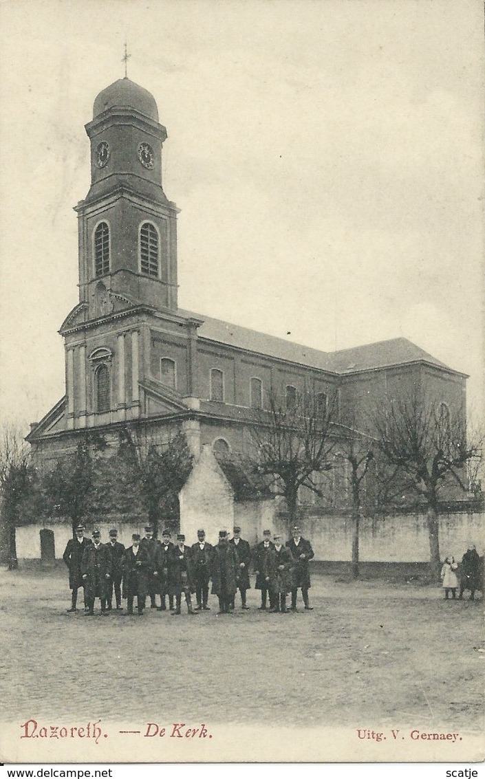 Nazareth.   -    De Kerk    -   1910   Naar  Kortrijk - Nazareth