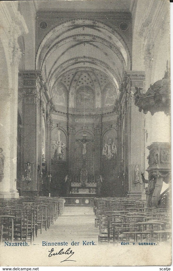 Nazareth.   -    Binnenste Der Kerk    -   1910   Naar  Oost Roosbeke - Nazareth