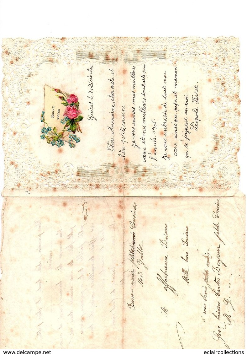 Guéret     23     Vieux Papier.  Belle Lettre Aux Contours Ajourés. Vœux 1906         (voir Scan) - Unclassified