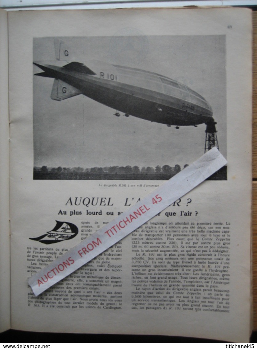 LA CONQUETE DE l'AIR 1929 n°12 - OCHS - CONGO- MINERVA- SABCA - FOKKER "F. 32" - JUNKERS "G. 38"-CAPRONI "97 R"