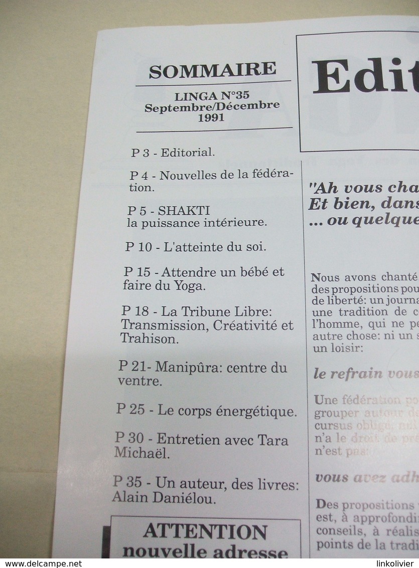 LINGA N° 35 Sept/Déc 1991 Revue De La Fédération Des Yoga Traditionnels - Sport