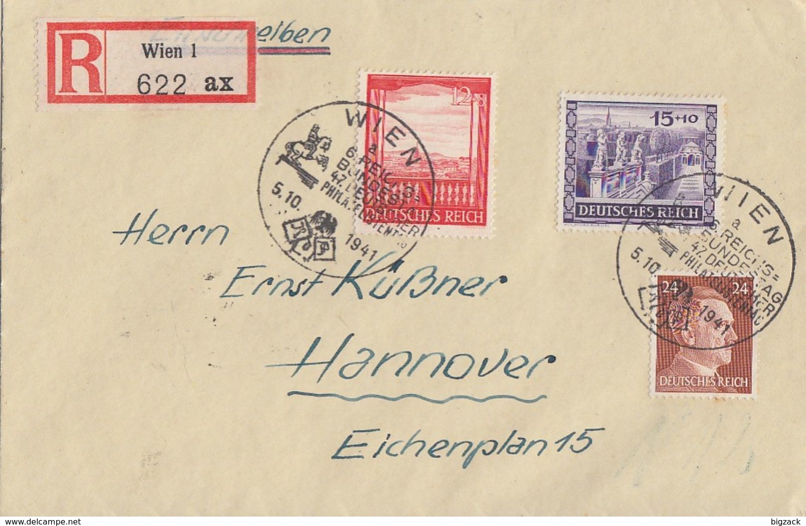 DR R-Brief Mif Minr.792,804,805 SST Wien 6. Reichsbundesfest 5.10.41 - Briefe U. Dokumente