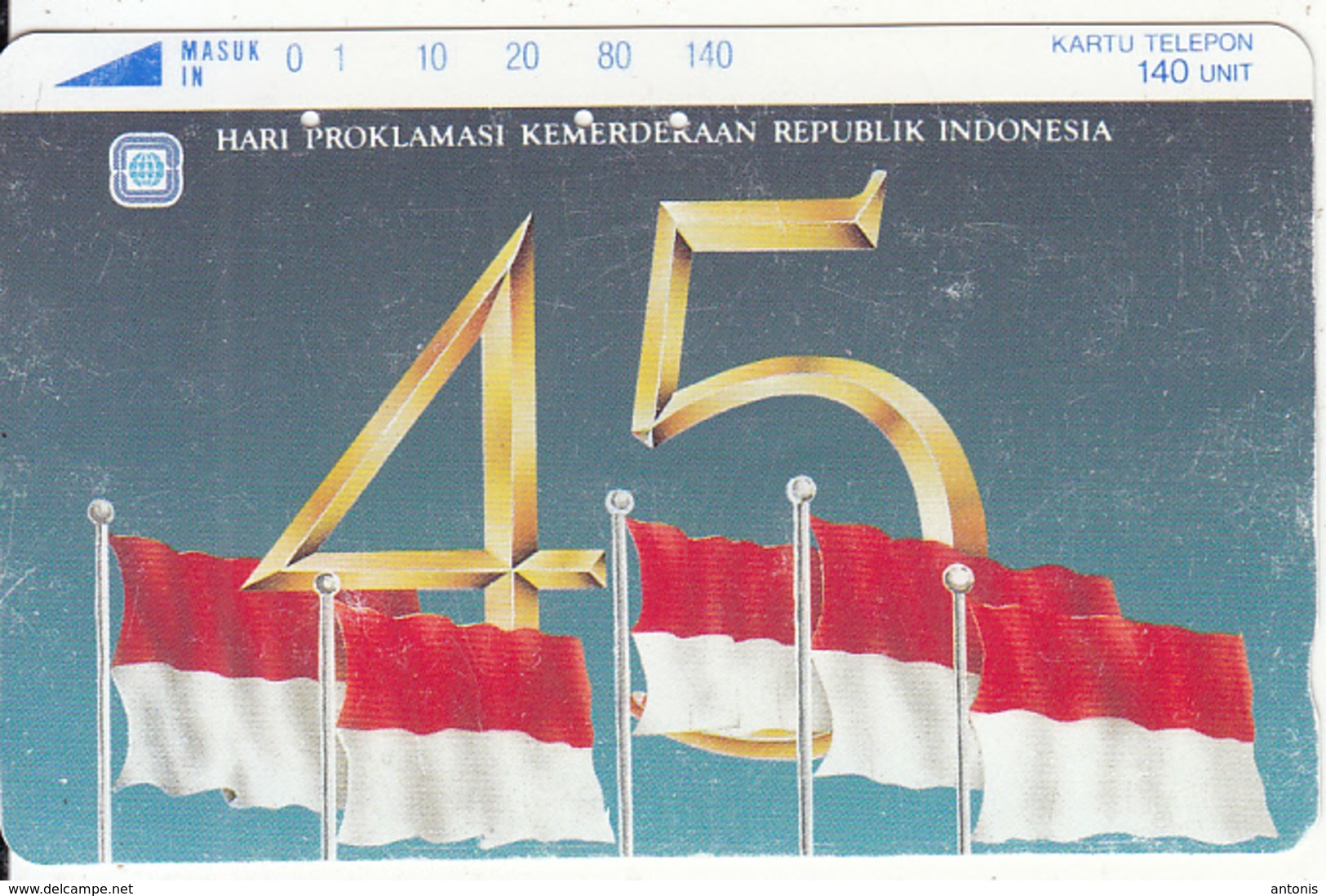 INDONESIA - Flag, 45 Years Of Indonesia"s Independence(140 Units), Used - Indonesia