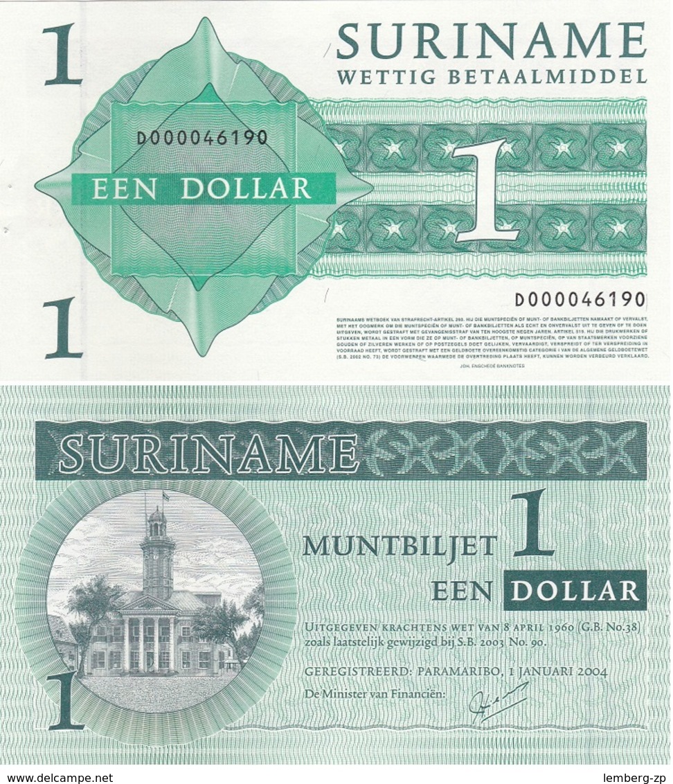 Suriname - 1 Dollar 2004 UNC W/holes Lemberg-Zp - Surinam