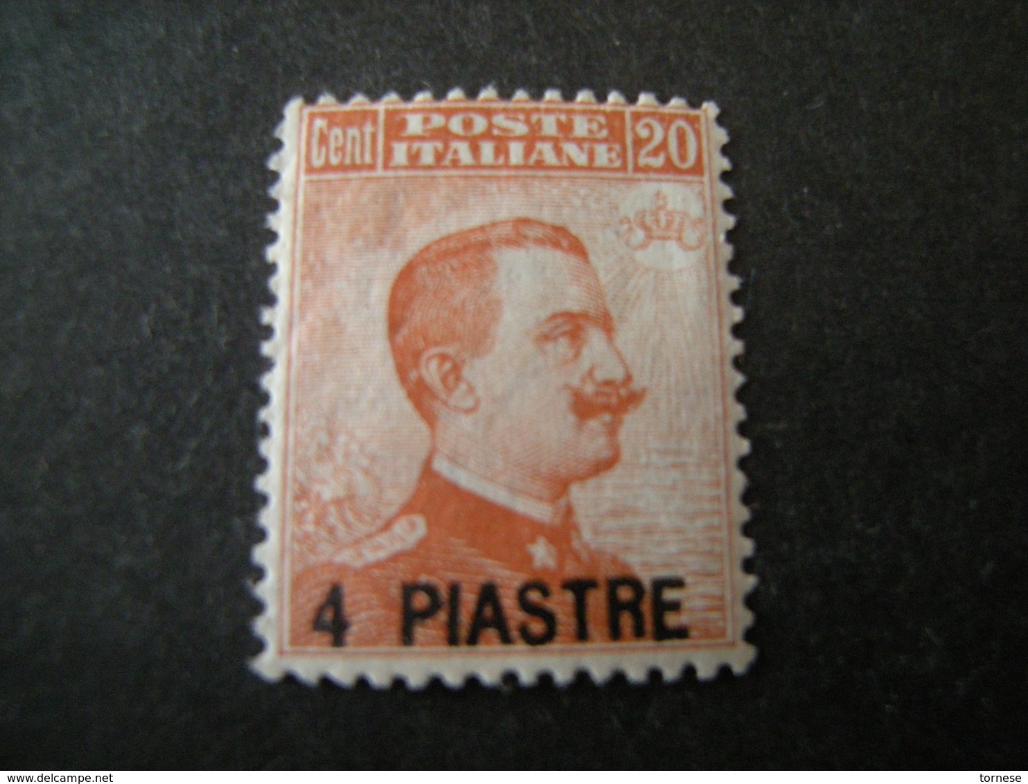 COSTANTINOPOLI - 1921-22, Sass. N. 30, Pi. 4 Su Cent. 20 Arancio, MLH* Firmato Caffaz . OCCASIONE - Europa- Und Asienämter