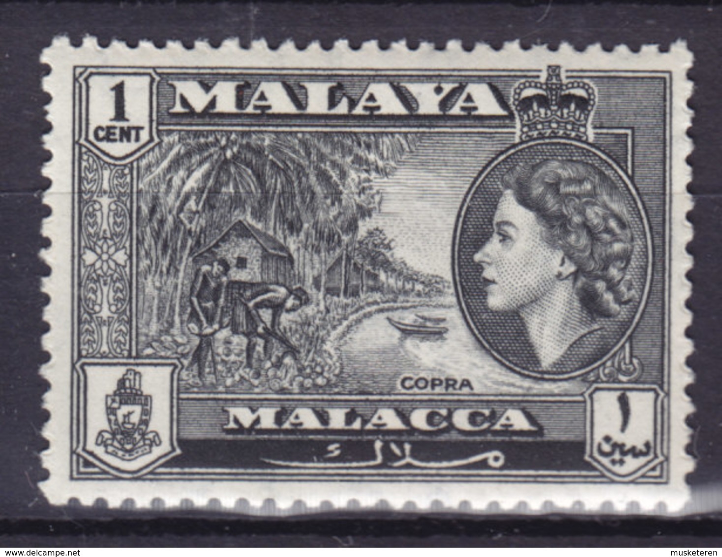 Malaya Malacca 1957 Mi. 44    1c. QEII & Cobra Kopra MNH** - Malacca