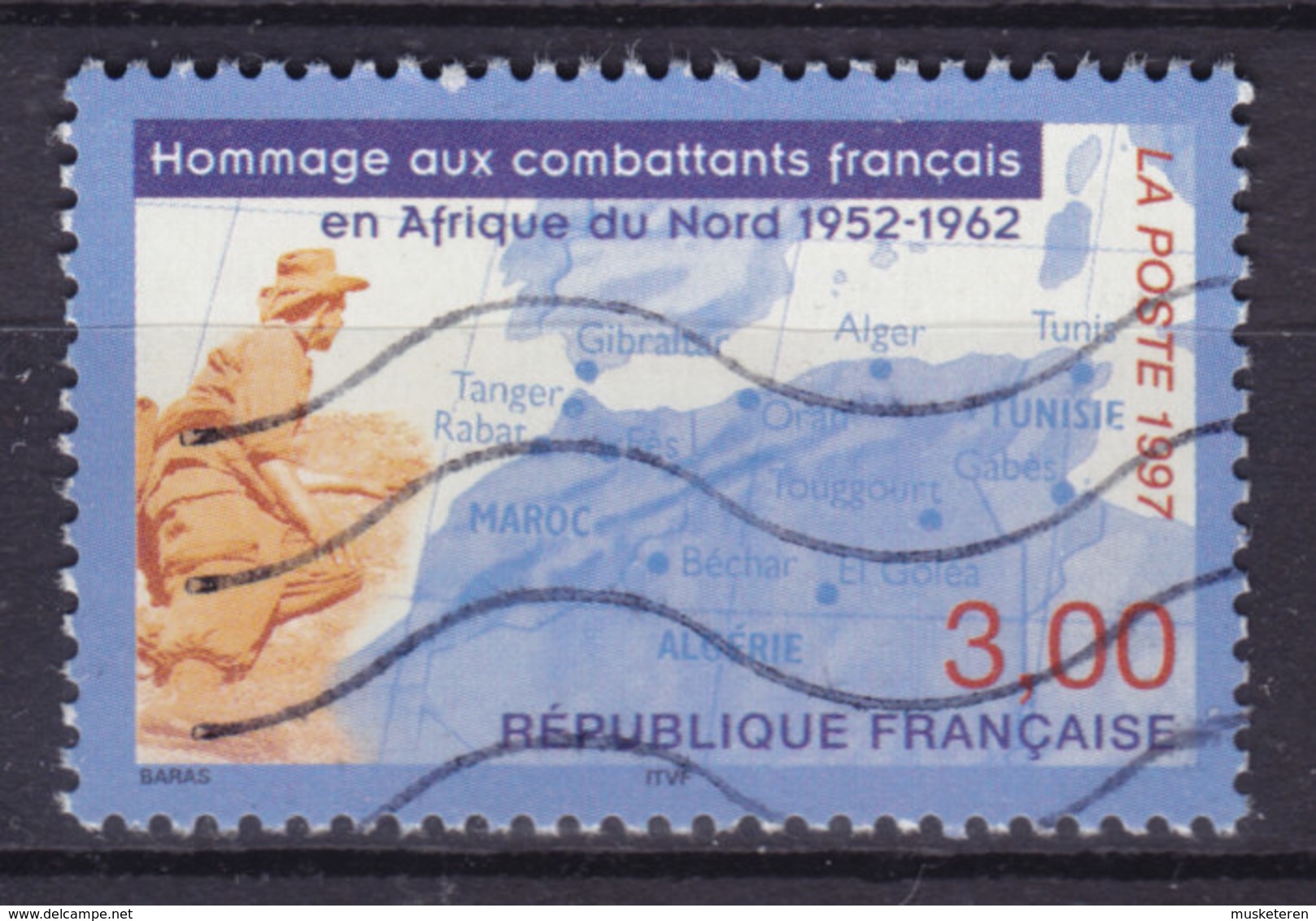 France 1997 Mi. 3215     3.00 (Fr) Gefallenen Französischen Soldaten In Nordafrika (1952-62) Map Landkarte Soldat - Gebraucht