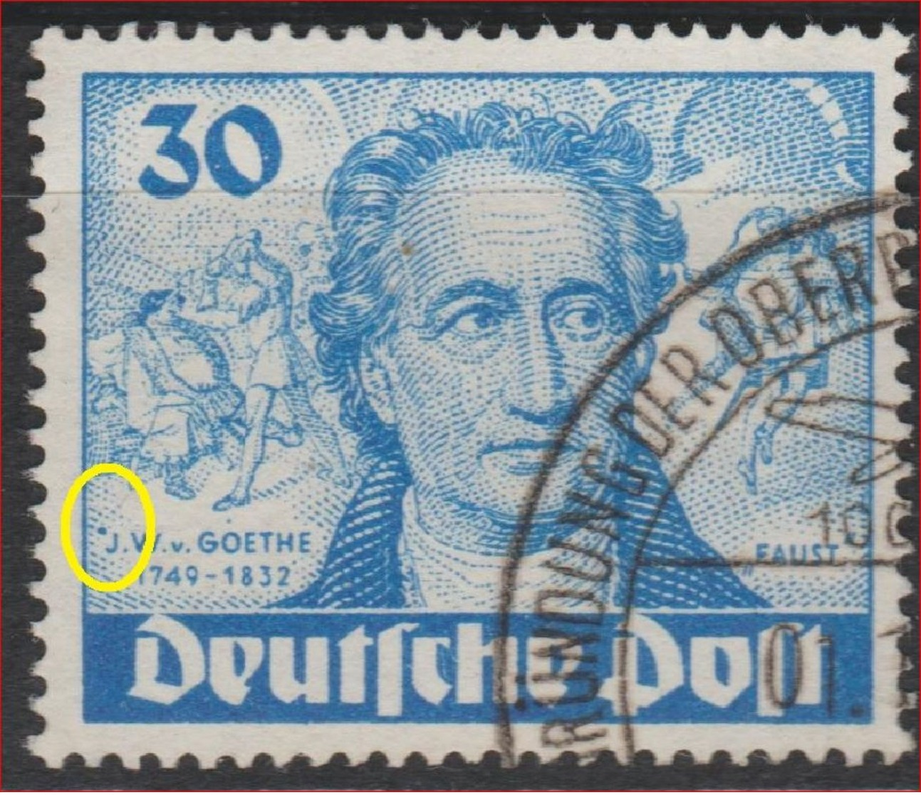 BERLIN 1949 "200. Geb. Goethe", MiNr 63 Mit PF I Mi€ 120, Sauber Gestempelt, Gut Erhalten, Kostenloser Versand - Abarten Und Kuriositäten