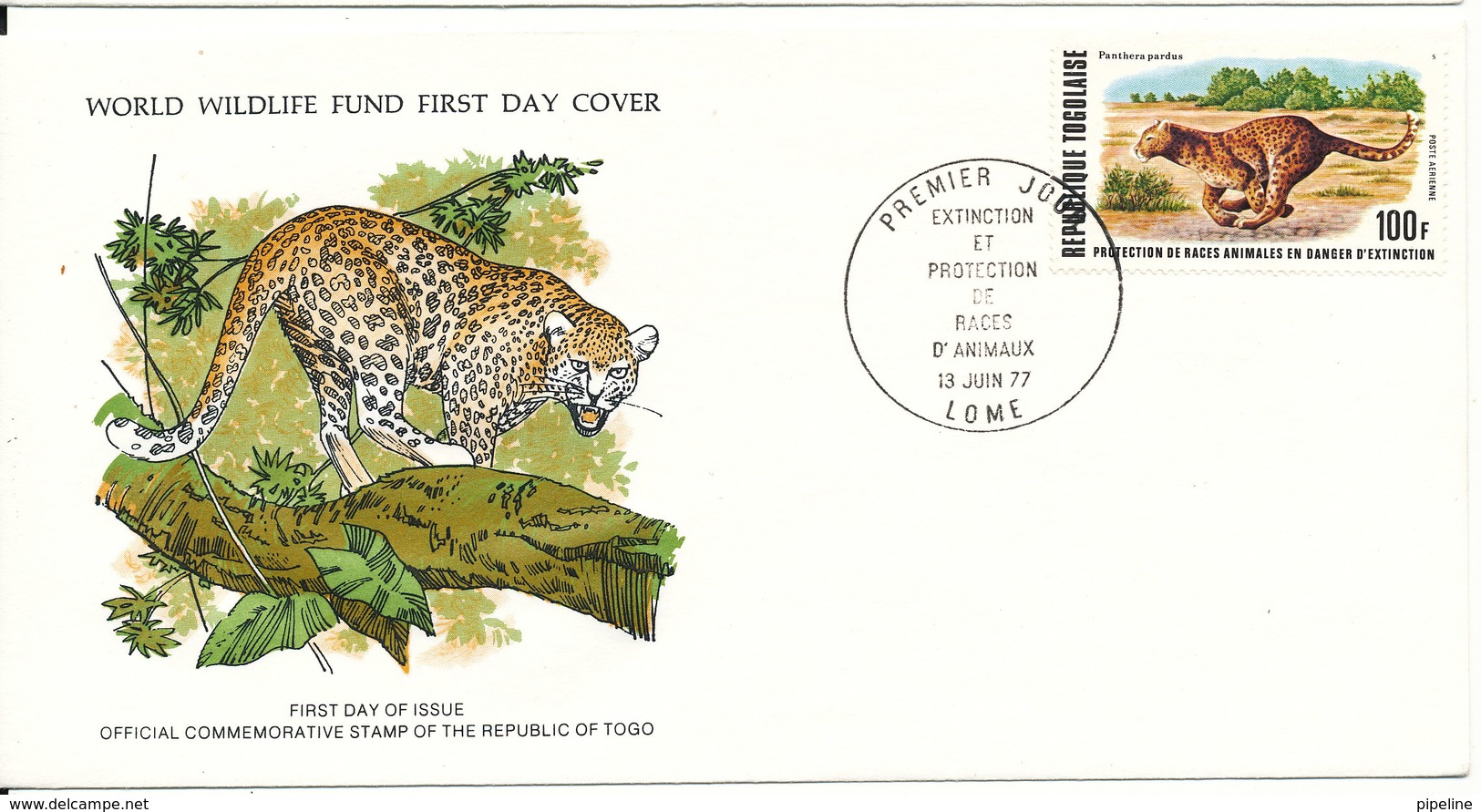 Togo FDC 13-6-1977 PANTHER On WWF Cover With Cachet - FDC