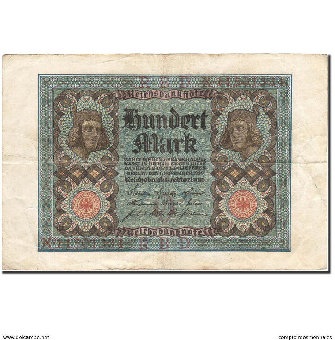 Billet, Allemagne, 100 Mark, 1920, 1920-11-01, KM:69b, TB+ - 100 Mark