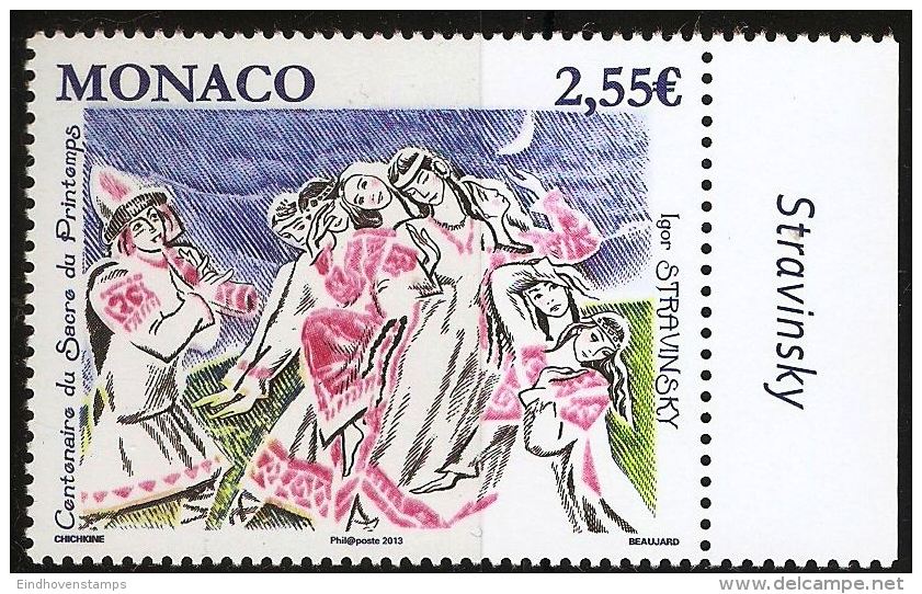 Monaco 2013 100. Year Igor Stavinsky's  Ballet "the Rite Of Spring" 1 Value MNH - Die Frühlingsweihe - Musik