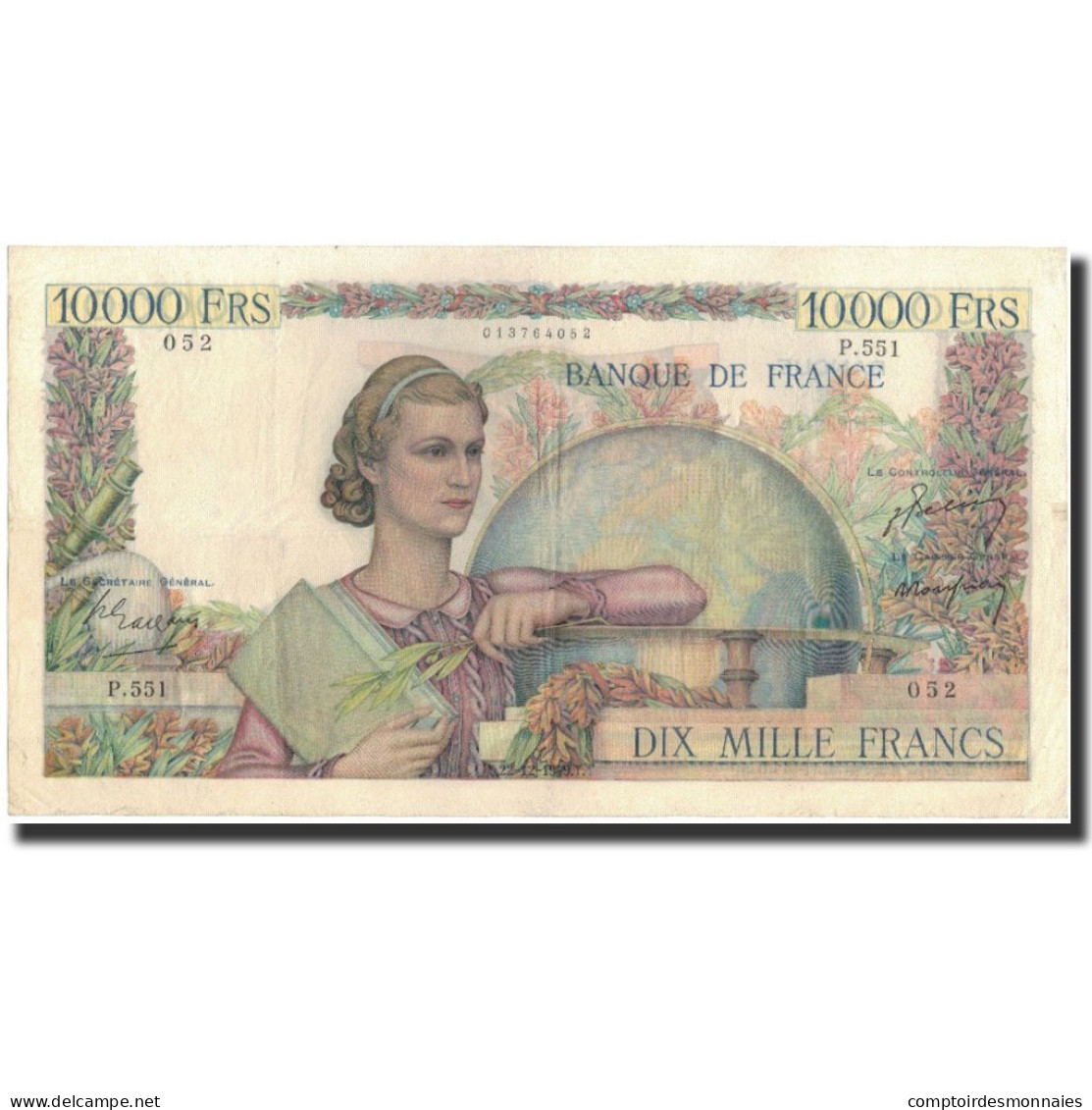 France, 10,000 Francs, 1949-12-22, TTB, Fayette:50.23, KM:132b - 10 000 F 1945-1956 ''Génie Français''