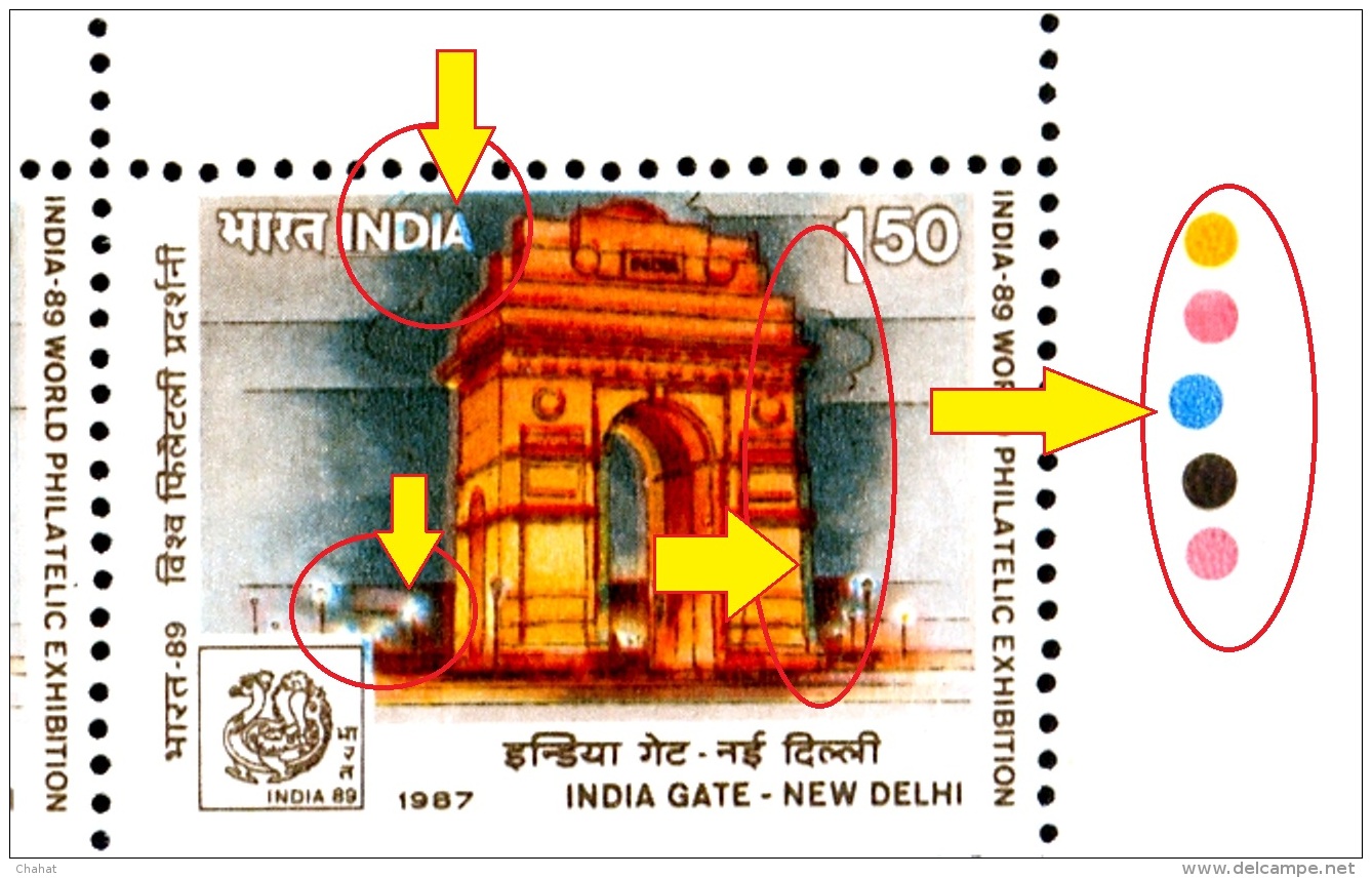 INDIA GATE NEW DELHI-ERROR-INDIA 89-WORLD PHILATELIC EXHIBITION-BOOKLET PANES-EXTREMELY SCARCE-MNH-M-147