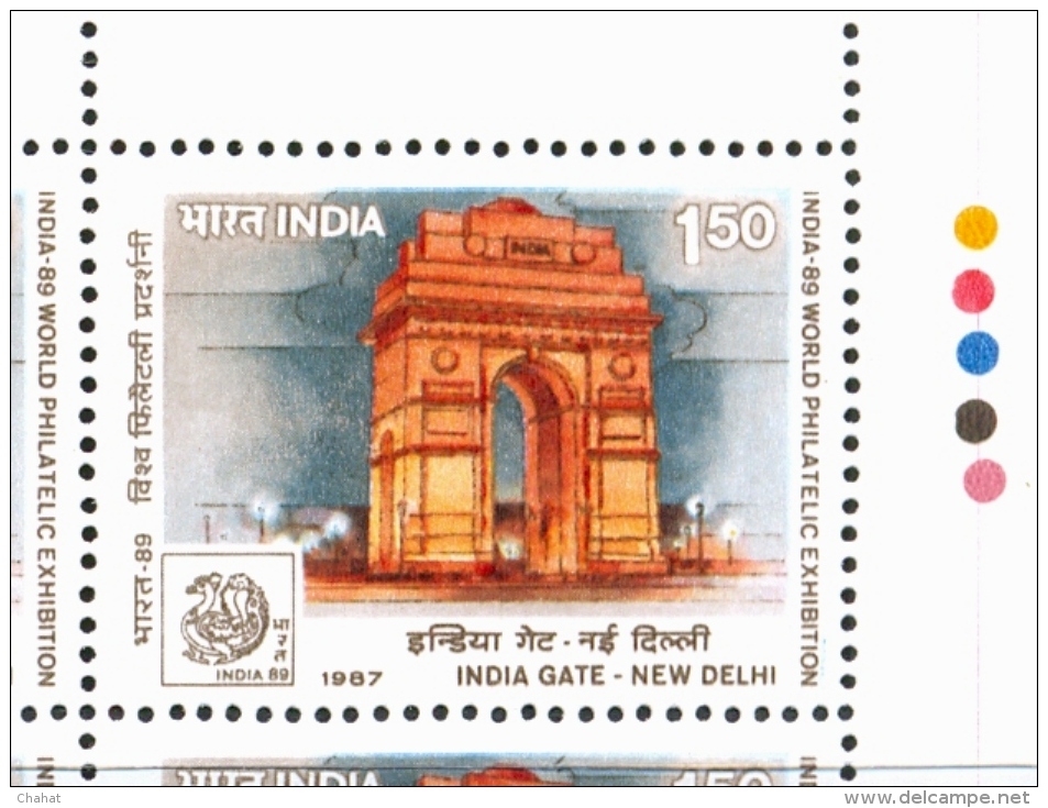 INDIA GATE NEW DELHI-ERROR-INDIA 89-WORLD PHILATELIC EXHIBITION-BOOKLET PANES-EXTREMELY SCARCE-MNH-M-147