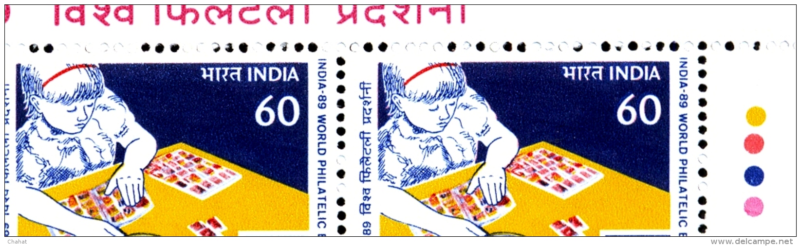 STAMP COLLECTING-ERROR-INDIA 89-WORLD PHILATELIC EXHIBITION-BOOKLET PANES-EXTREMELY SCARCE-MNH-M-151 - Errors, Freaks & Oddities (EFO)