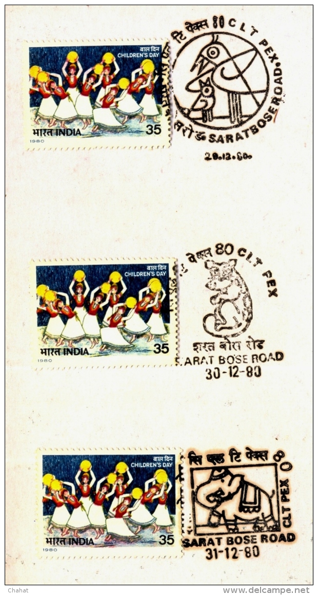 CHILDRENS DAY-1980-INDIA POSTAGE GREETING CARD WITH EVENT CANCELLATIONS &amp; BOOKLET-ERROR-EXTREMELY SCARCE-MNH-M-159 - Plaatfouten En Curiosa