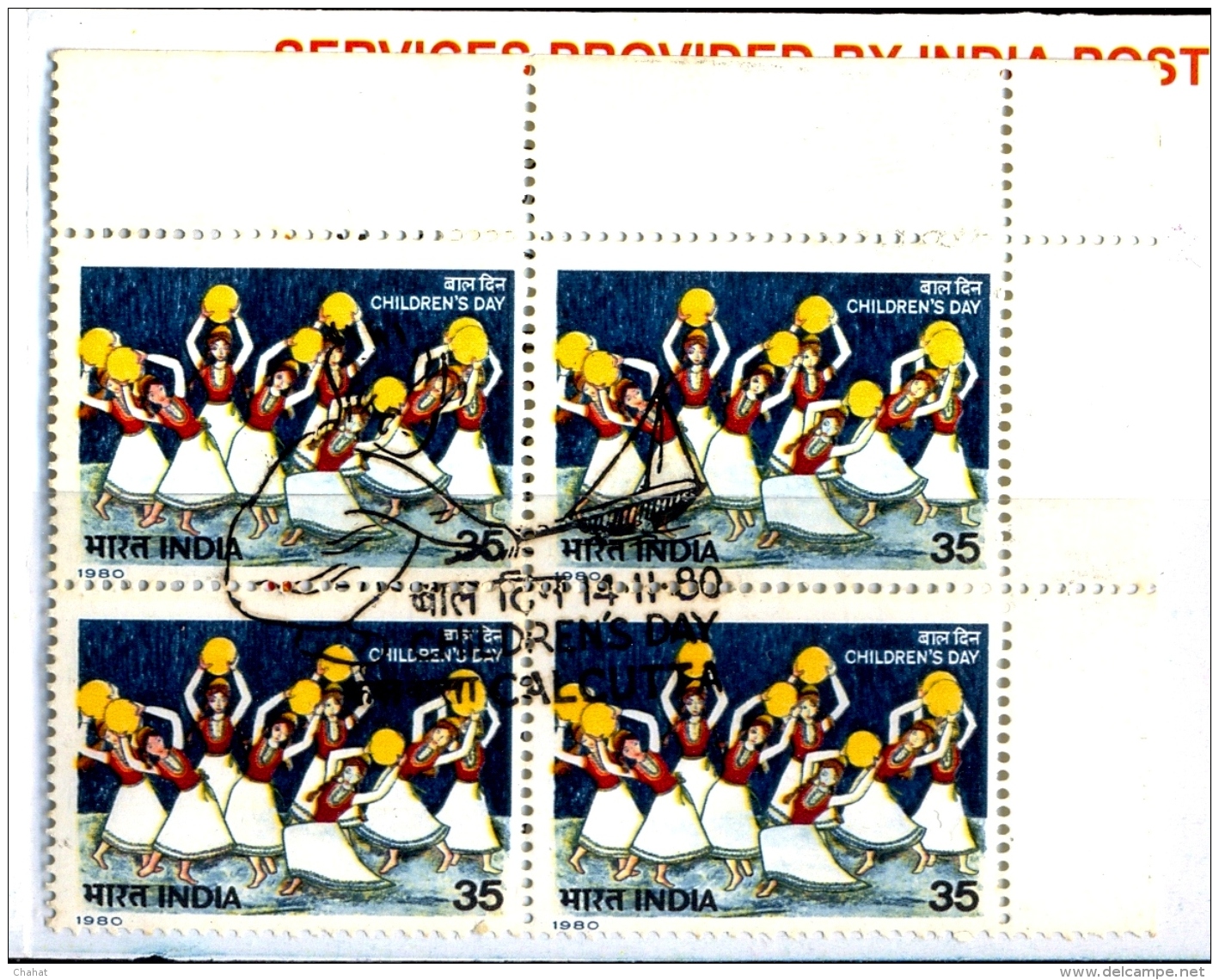 CHILDRENS DAY-1980-INDIA POSTAGE GREETING CARD WITH EVENT CANCELLATIONS &amp; BOOKLET-ERROR-EXTREMELY SCARCE-MNH-M-159
