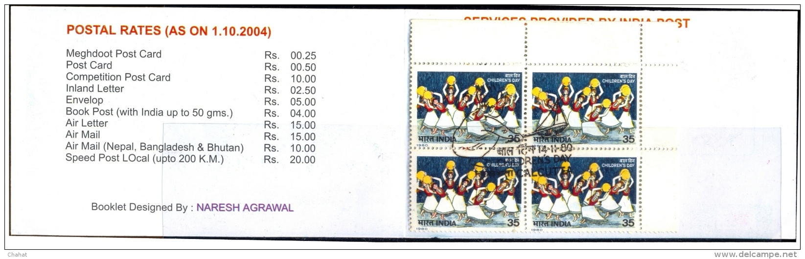 CHILDRENS DAY-1980-INDIA POSTAGE GREETING CARD WITH EVENT CANCELLATIONS &amp; BOOKLET-ERROR-EXTREMELY SCARCE-MNH-M-159