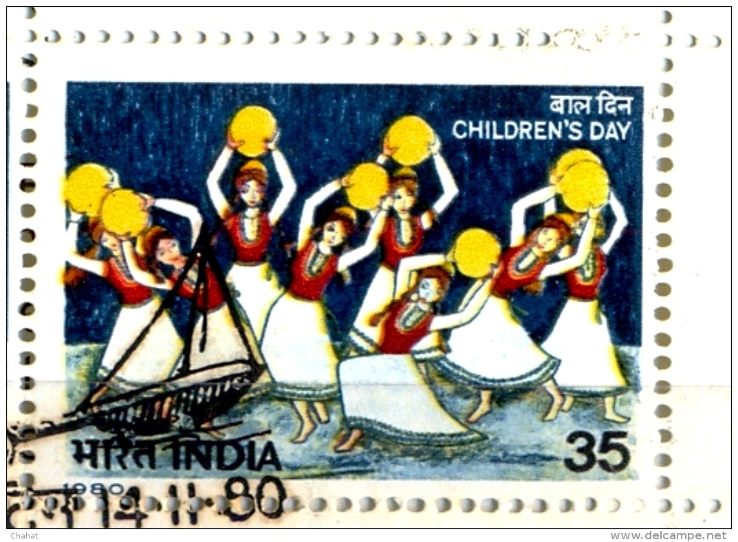 CHILDRENS DAY-1980-INDIA POSTAGE GREETING CARD WITH EVENT CANCELLATIONS &amp; BOOKLET-ERROR-EXTREMELY SCARCE-MNH-M-159