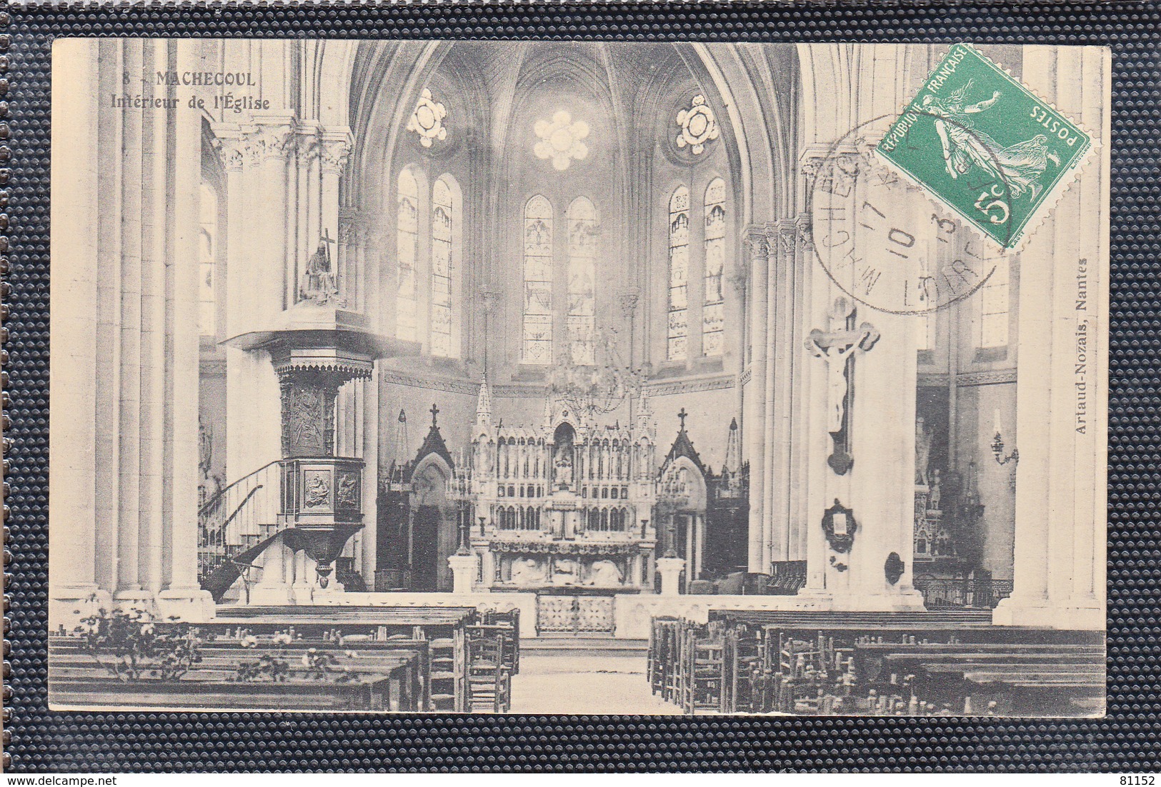 CPA  De MACHECOUL  Interieur De L'eglise   Num 8  Le II 8 1913 Pour GETIGNE Loire Inf - Machecoul