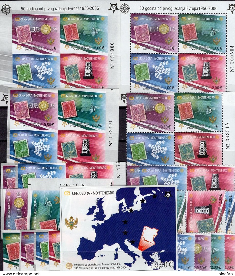 Stamps 1956-2006 CRNA GORA 108/1A/B,8x ZD,2x VB+Blocks 2A/B+3 ** 465€ EUROPA Blocs S/s Maps Sheets Bf 50 Years CEPT - Collections