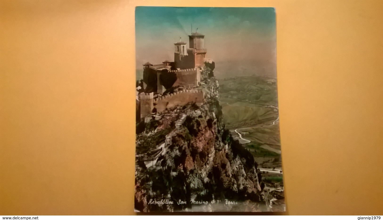 CARTOLINA POSTCARD VIAGGIATA 1954 SAN MARINO-ALESSANDRIA PRIMA TORRE - San Marino