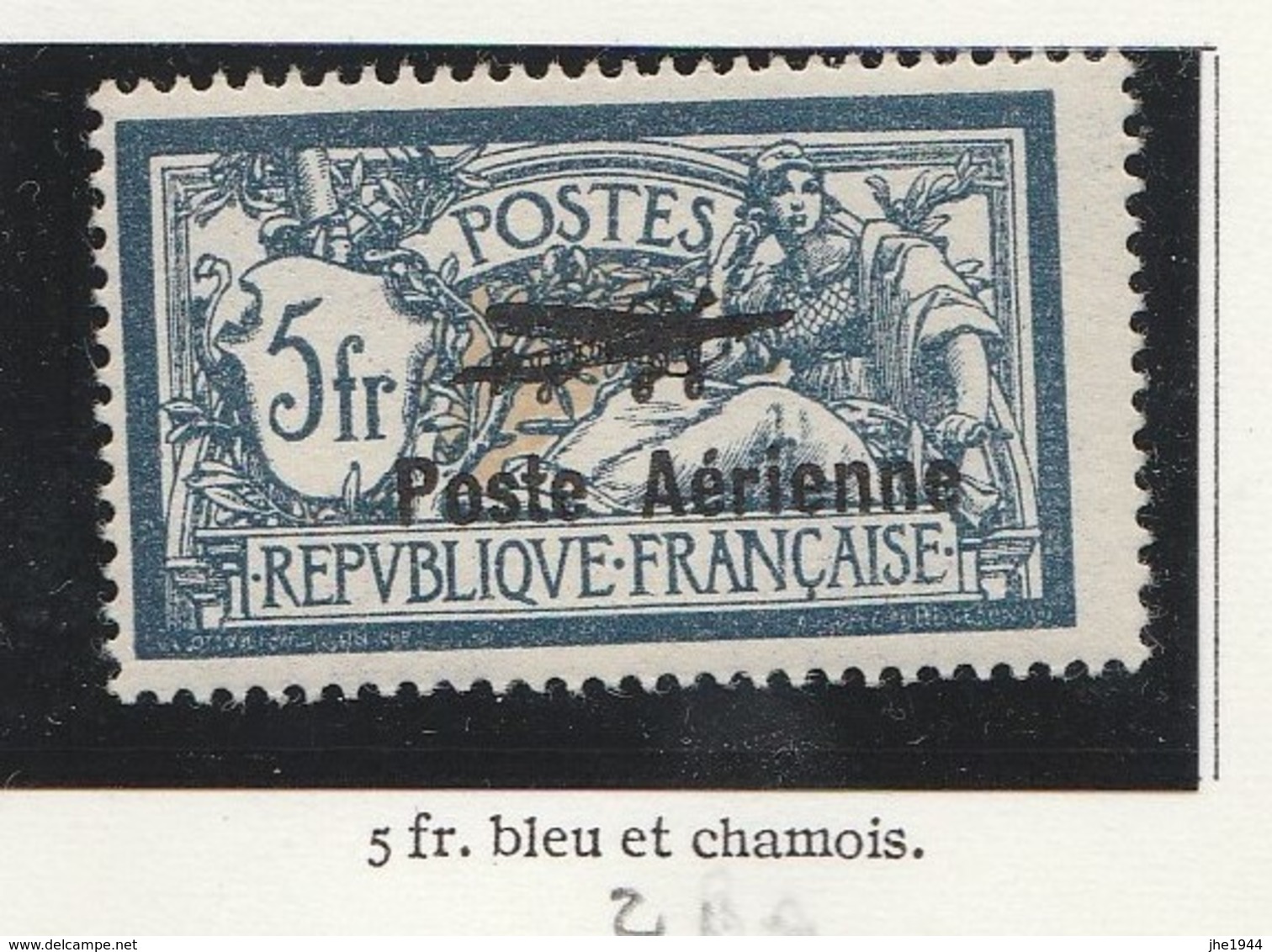 France Poste Aerienne N° 2** Bleu Et Chamois 5f - 1927-1959 Postfris