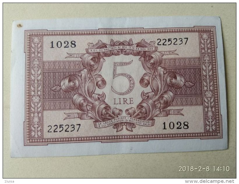 5 Lire 1944 - Italia – 5 Lire