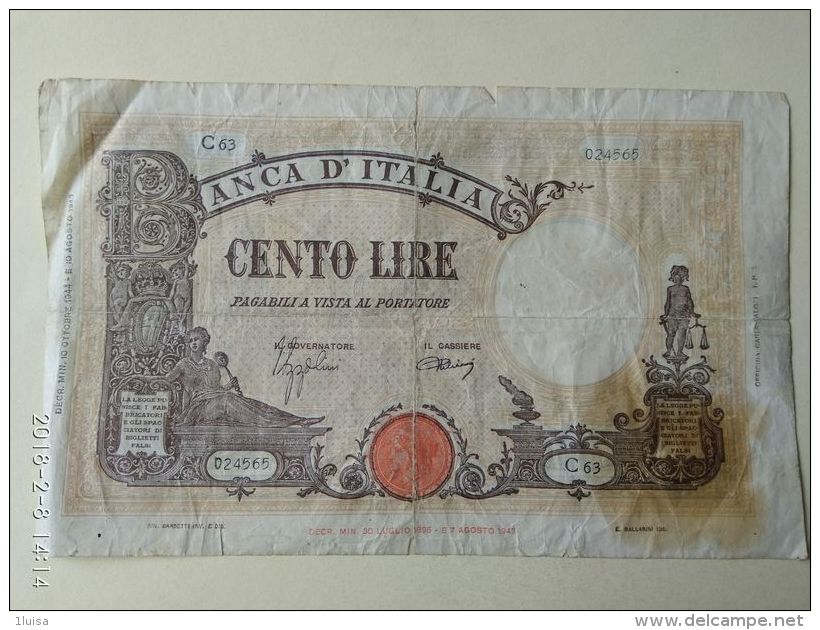 100 Lire 7/8/1943 - 100 Liras